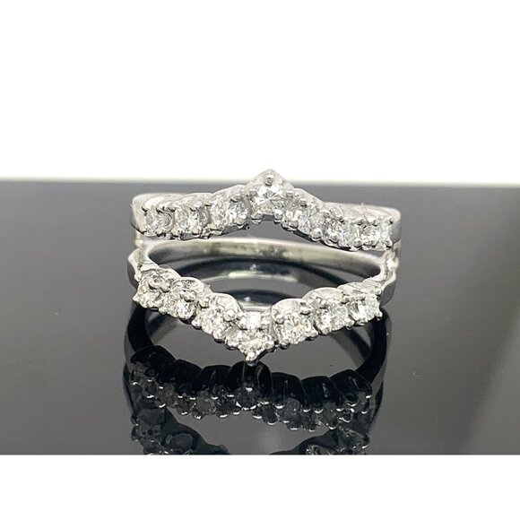 Engagement Ring Guard 14k White Gold Diamond Wedding Band Estate Jewelry Size 7 - Picture 1 of 14